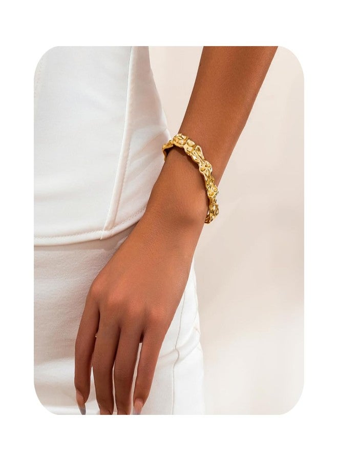 O'rengela Hammered Bracelet, Gold Plated, Adjustable Length - Image 2